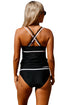 Black White Straps Tankini and High Waist Swimsuit